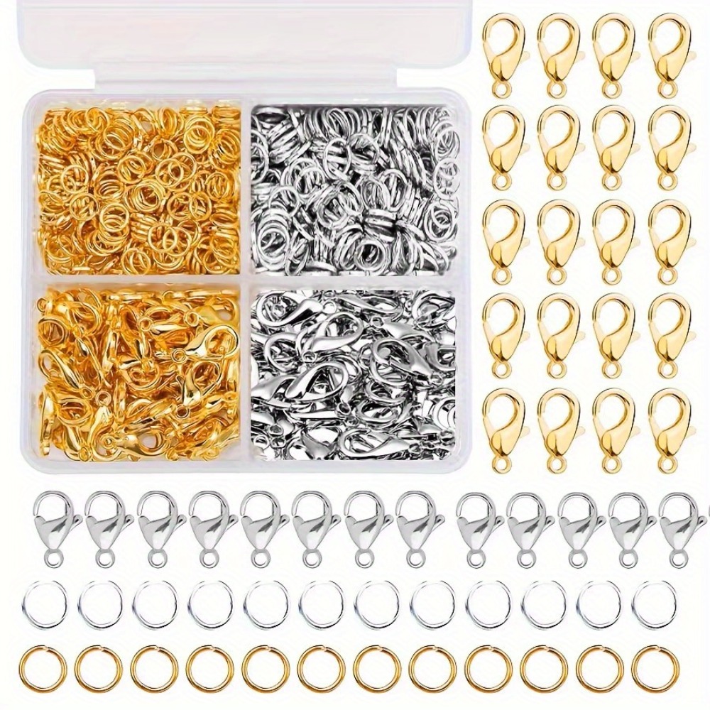 Lobster Clasp Silver - 350/500 peças: conjunto combinado de argolas